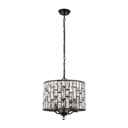 Belle 5 Light Dark Bronze & Crystal Pendant Ceiling Light