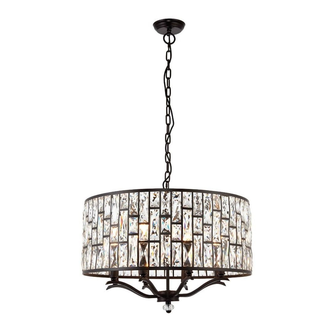 Belle 8 Light Dark Bronze & Crystal Pendant Ceiling Light