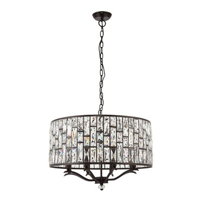 Belle 8 Light Dark Bronze & Crystal Pendant Ceiling Light