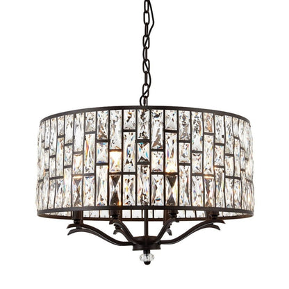 Belle 8 Light Dark Bronze & Crystal Pendant Ceiling Light