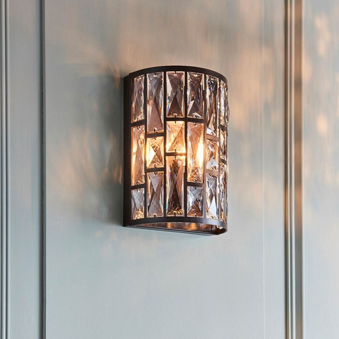 Belle Dark Bronze & Crystal Wall Light