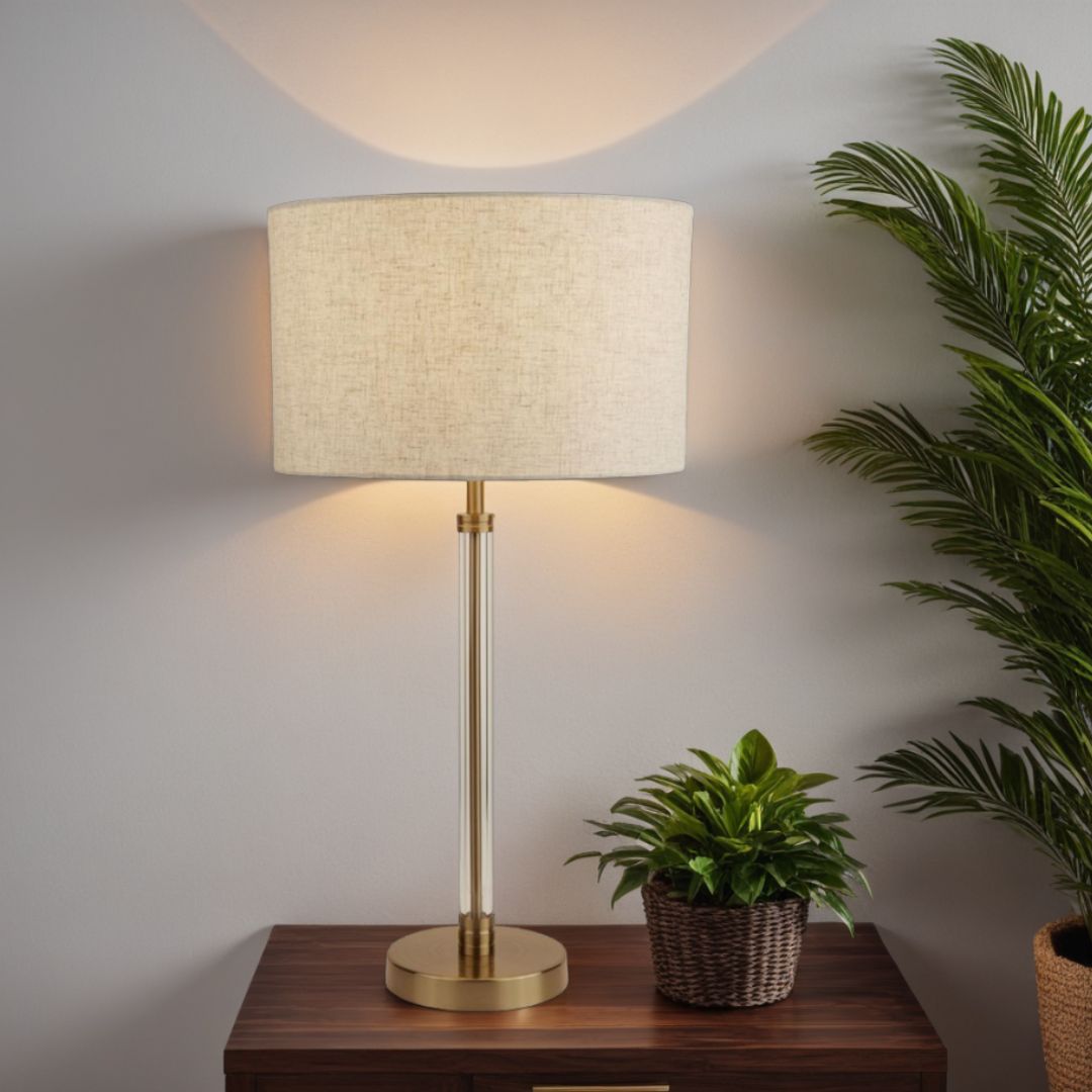 Siena Bronze Table Lamp with Natural Shade