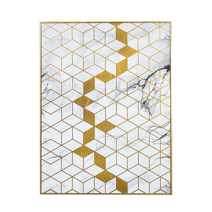 Geo White Marble Gold Canvas 80x60cm