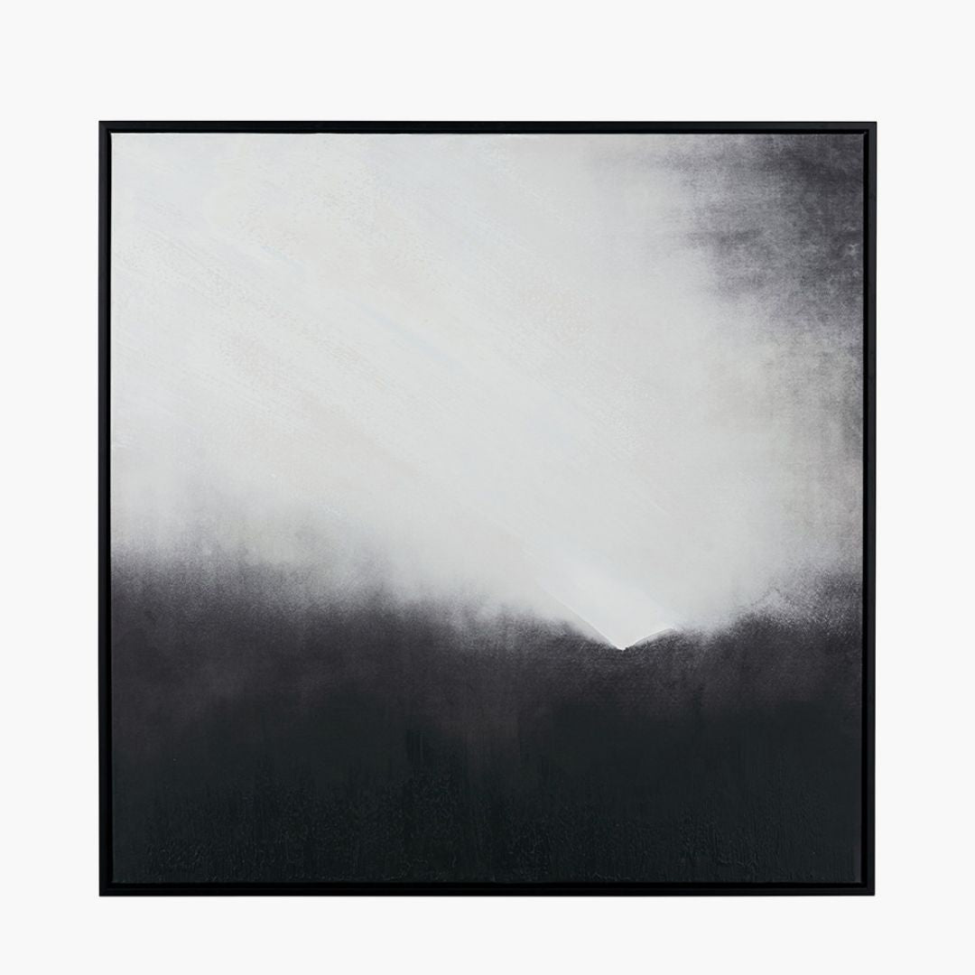 Monochrome Abstract Square Canvas with Black Frame