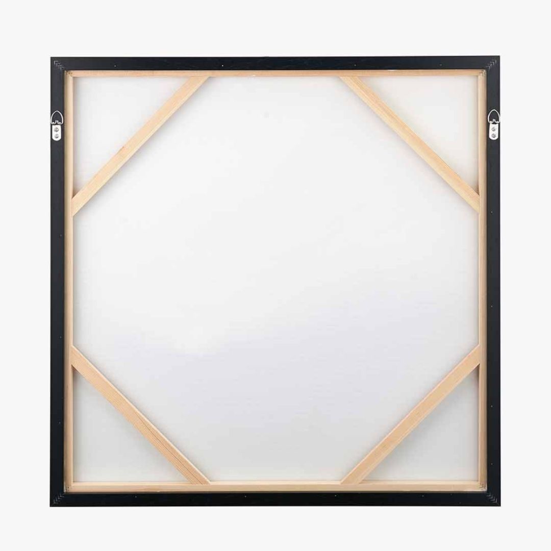 Monochrome Abstract Square Canvas with Black Frame