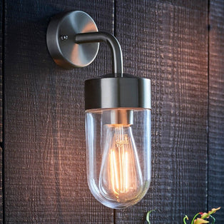 North Stainless Steel & Glass Outdoor Wall Light