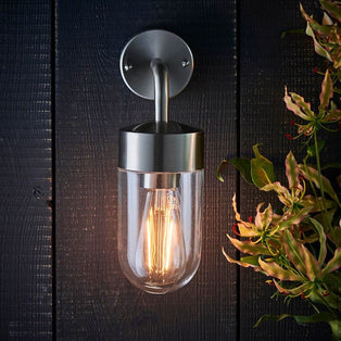 North Stainless Steel & Glass Outdoor Wall Light