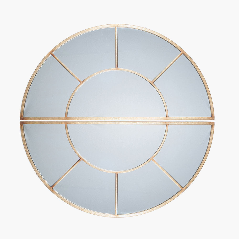 Antique Gold Metal Round Wall Mirror