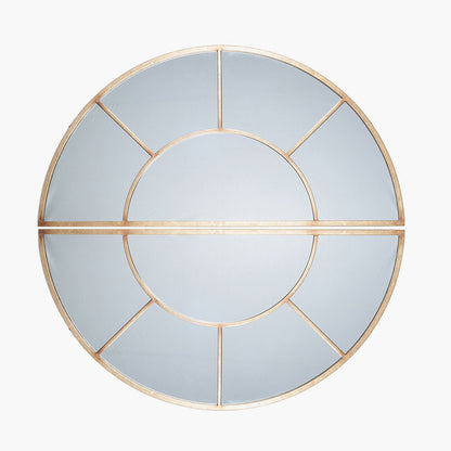 Antique Gold Metal Round Wall Mirror