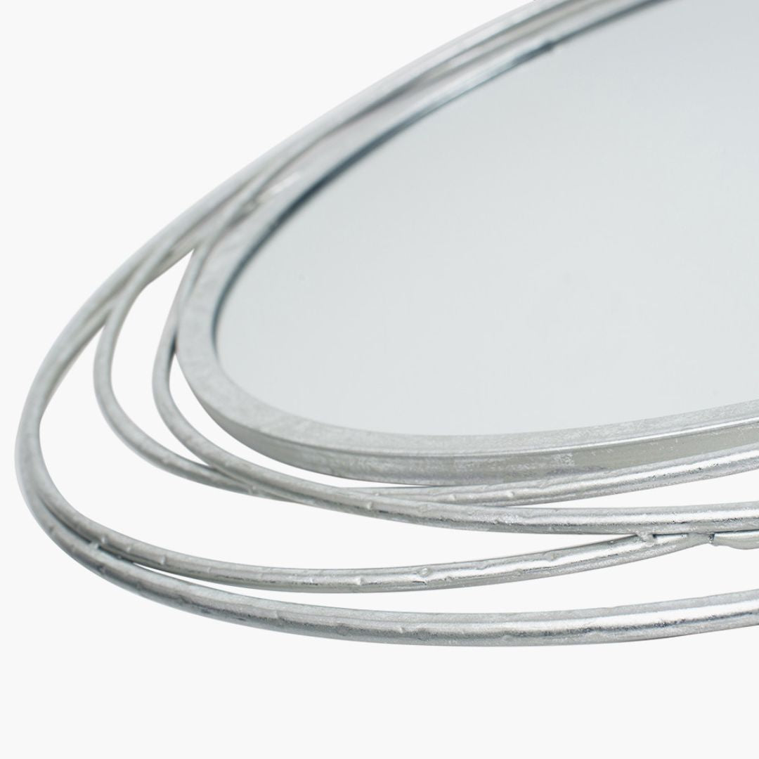 Swirl Silver Metal Round Wall Mirror