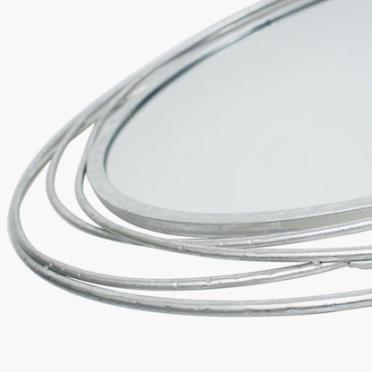 Swirl Silver Metal Round Wall Mirror