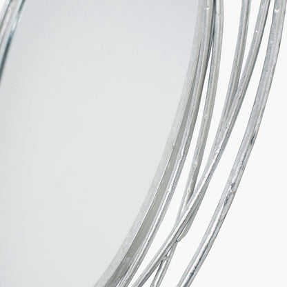 Swirl Silver Metal Round Wall Mirror