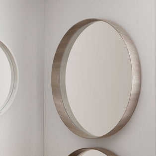 Round 74cm Grey Oak Mirror