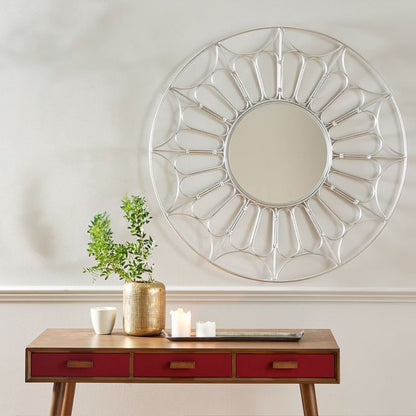 Silver Frame Round Wall Mirror