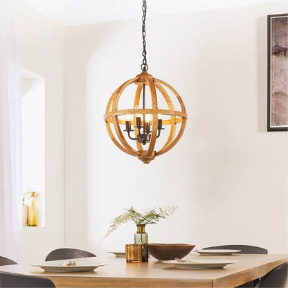 Toba 4-Light Wood Pendant Ceiling Light