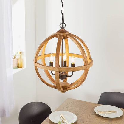 Toba 4-Light Wood Pendant Ceiling Light