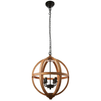 Toba 4-Light Wood Pendant Ceiling Light