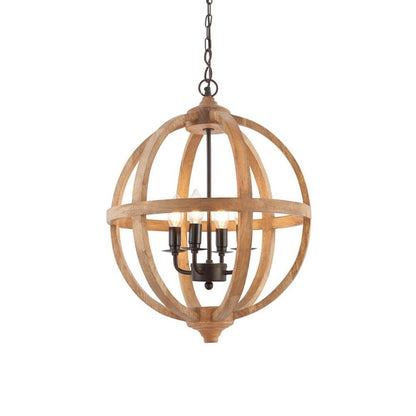 Toba 4-Light Wood Pendant Ceiling Light