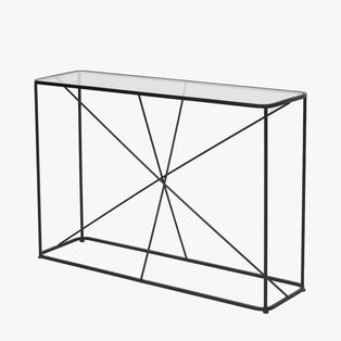 Roxy Glass & Black Metal Console Table