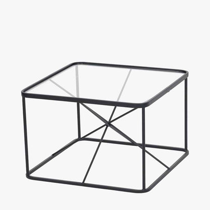 Roxy Glass & Black Metal Coffee Table