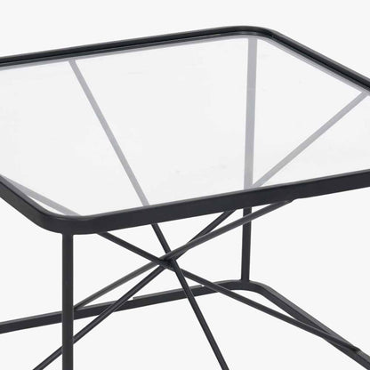 Roxy Glass & Black Metal Coffee Table