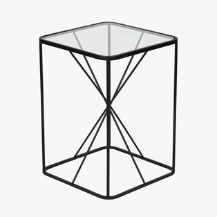 Roxy Glass & Black Metal Side Table