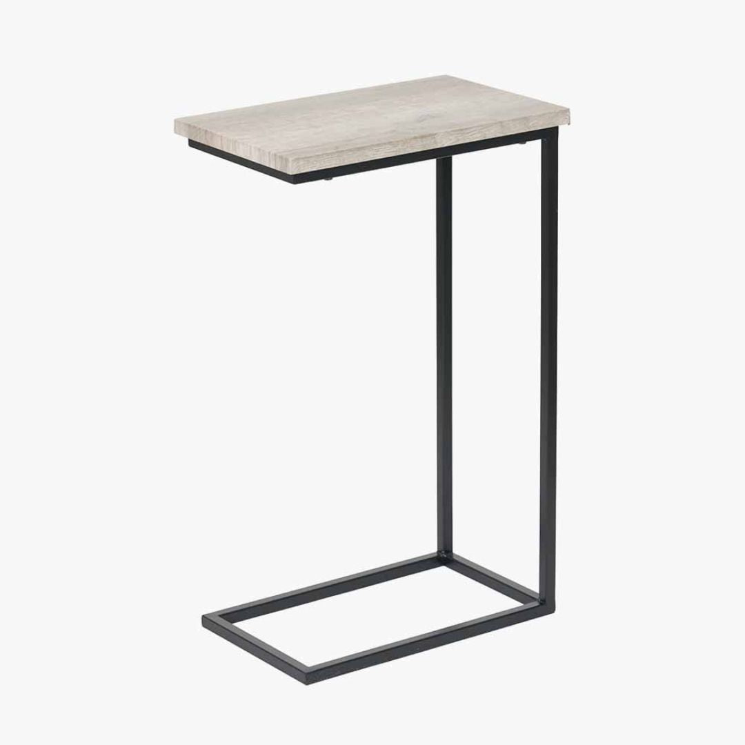 Soho Grey Oak and Black Metal Side Table