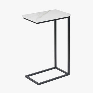 Soho White Marble and Black Metal Side Table