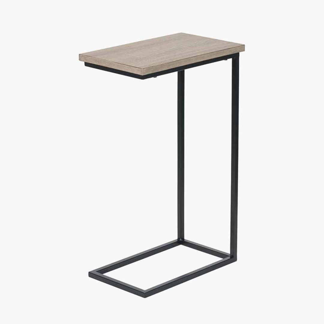 Soho Natural Oak and Black Metal Side Table