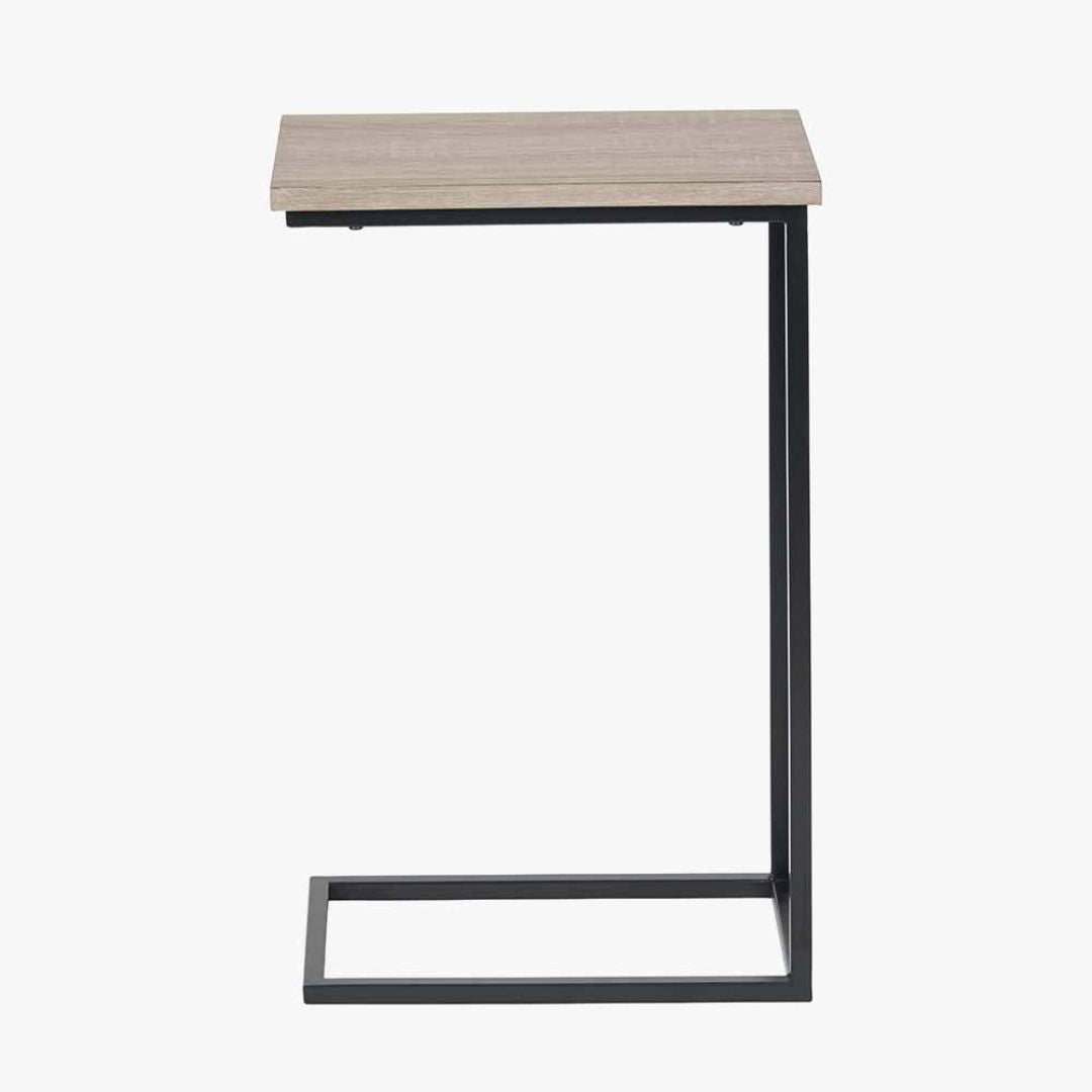 Soho Natural Oak and Black Metal Side Table