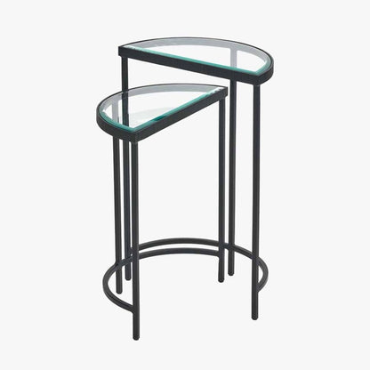 Marazzi Black & Glass Duo Half Moon Side Tables