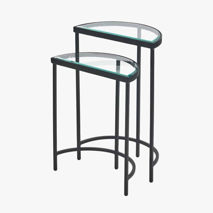 Marazzi Black & Glass Duo Half Moon Side Tables