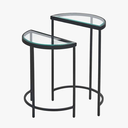 Marazzi Black & Glass Duo Half Moon Side Tables