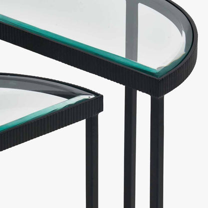 Marazzi Black & Glass Duo Half Moon Side Tables