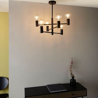 Studio 6-Light Matte Black Semi Flush Ceiling Light