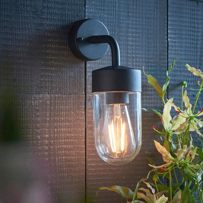 North Matte Black & Glass Outdoor Wall Light