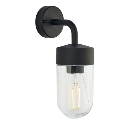 North Matte Black & Glass Outdoor Wall Light