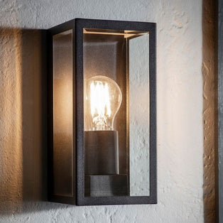 Oxford Matte Black & Glass Outdoor Wall Light