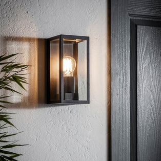 Oxford Matte Black & Glass Outdoor Wall Light