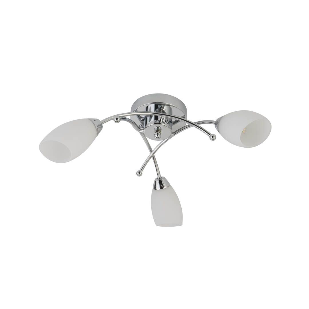 Opera 3 Light Chrome & Opal Glass Flush Ceiling Light