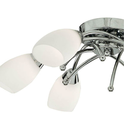 Opera 6 Light Chrome & Opal Glass Flush Ceiling Light