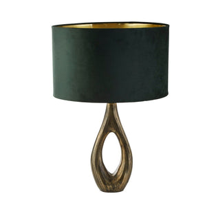 Bucklow Antique Brass Table Lamp with Green Velvet Shade