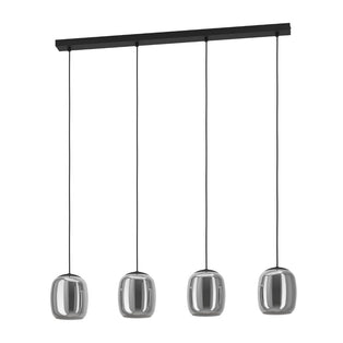 Ciampino 4 Light Black & Glass Pendant Ceiling Bar