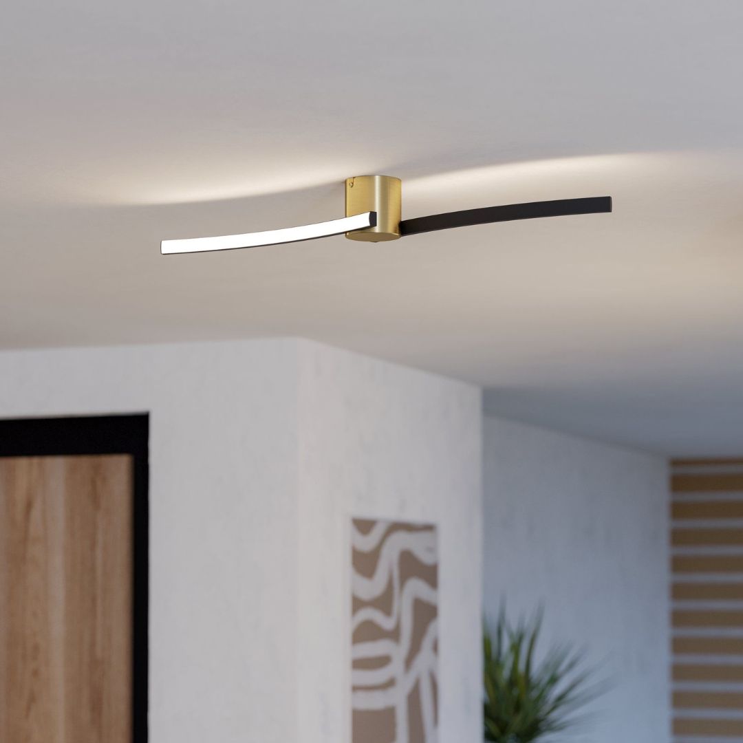 Aieta LED Black & Gold Flush Ceiling Light