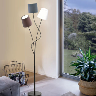 Maronda 3 Light Anthracite, White, Brown Floor Lamp