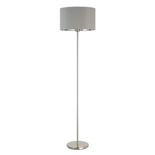 Maserlo Satin Nickel Floor Lamp with Silver Shade