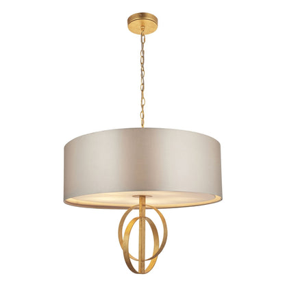 Serenity 5 Light Antique Gold & Mink Pendant Ceiling Light