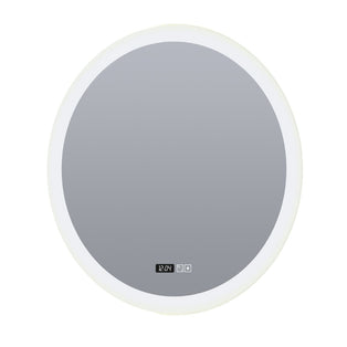 Round Bathroom Mirror with Digital Clock and Demister