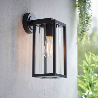 Hamden Black & Glass Outdoor Wall Light