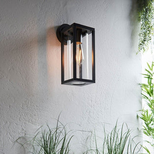 Hamden Black & Glass Outdoor Wall Light